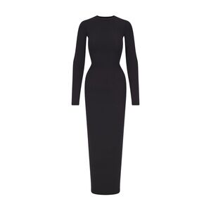 SKIMS Black Long Sleeve Mock Neck Bodycon Dress